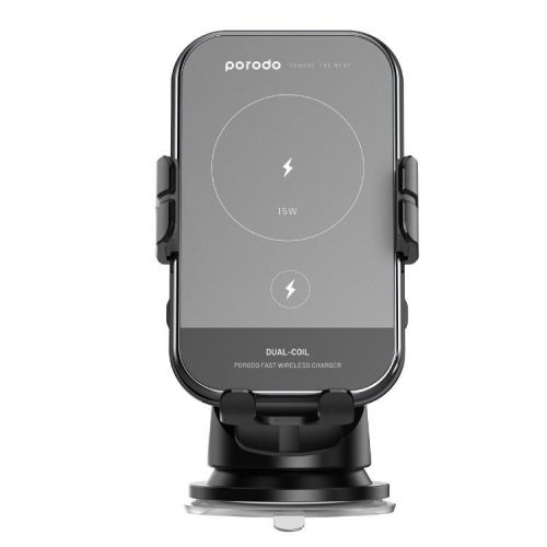 فروشگاه آنلاین نخلینو   - پایه ی نگهدارنده ی شارژر وایرلس ۱۵ وات پرودو Porodo 3 in 1 Car Charger Mount 15W With QC3.0 Car Charger